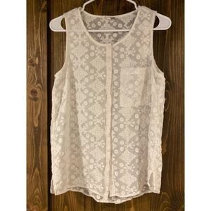 Anthropologie Pleione Embroidered Lace Tank